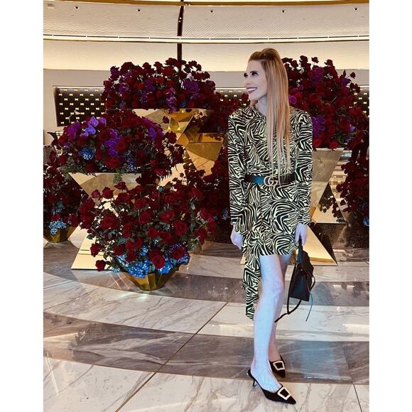 RONNY KOBO Women's Neon Green Zebra Animal Print Side Ruffle Dress Size 10 - Picture 16 of 16